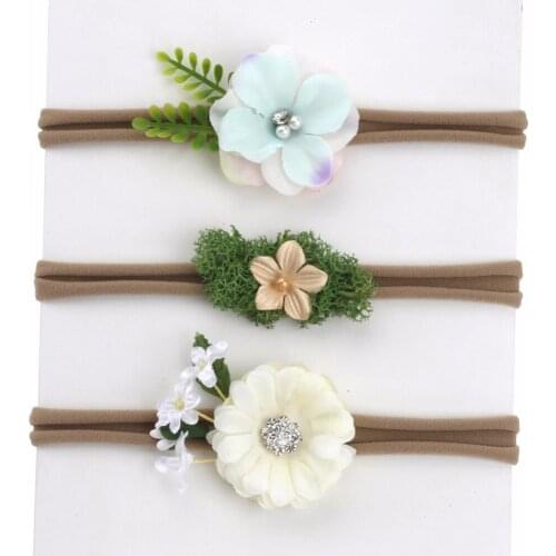 ON SALE 3pcs/set Girl Headbands Moss Mini Faux Flower Nylon Hair Band Nature Floral Headwear Photo Prop hair accessories