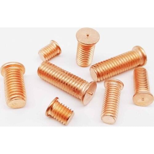 2/50pcs M3 M4 M5 M6 M8 M10 High Quality Carbon Steel Copper Plated Stud Weld Spot Welding Screw Solder Point Bolt Metric Thread