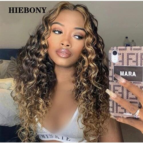 Highlight Curly Lace Front Human Hair Wigs with Baby Hair Brazilian 13x6 Highlight Curly Lace Front Wigs Pre Plucked Hairline