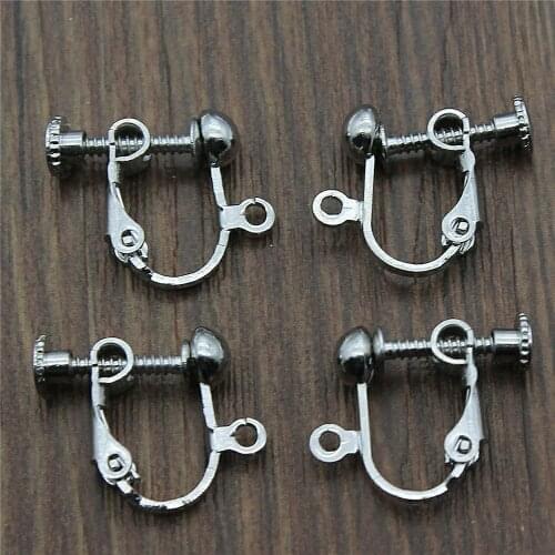 WYSIWYG 10pcs 7 Colors 14x17mm French Lever Ear Clip Connector Rotate Screws Earring Back Earring Finding Connector