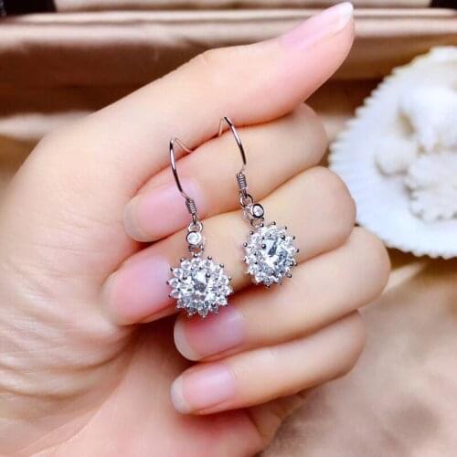 Fine Jewelry Shiny Cubic Zircon S925 Silvery Snowflake Drop Earrings For Women Wedding Engagement Fashion Valentines Day Gift