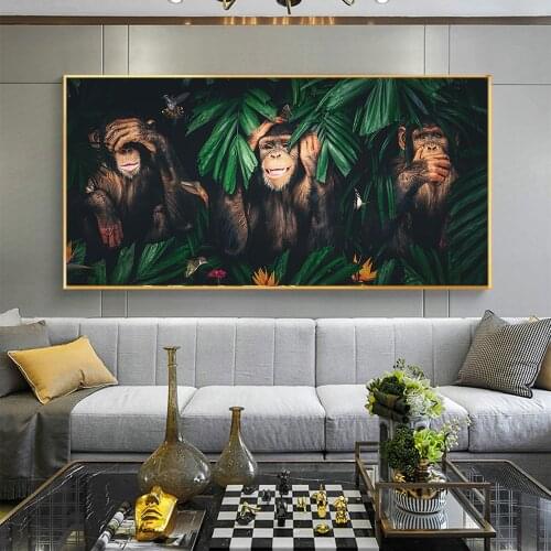 Jungle Animals Monkey Gorilla Canvas Art Posters and Prints Wall Art for Living Room Home Decoration Painting