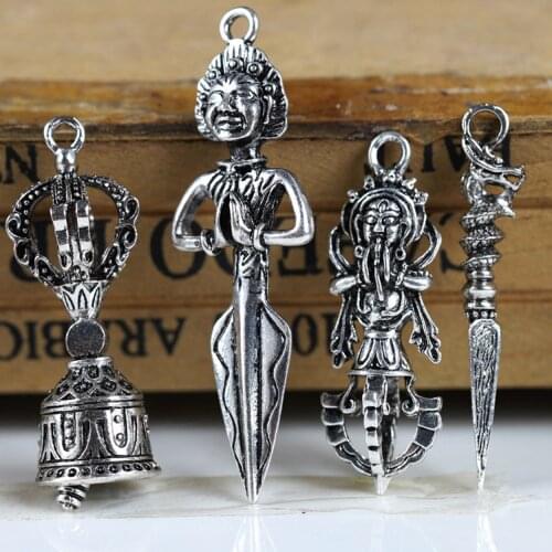 1pcs Antique Tibetan Silver Buddhist Magic Pestle Metal Charms Pendants for Jewelry