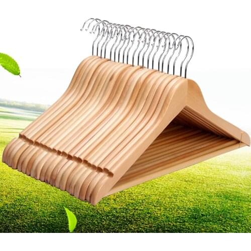 10 pcs/lot Quality Wooden Suit Hangers Household Solid Wood Coat Hanger Traceless Clothes Hanging