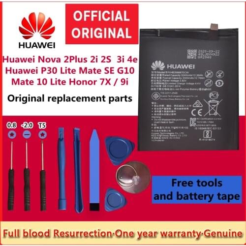 100% Original Battery HB356687ECW for Huawei Nova 2Plus 2i 2S 3i 4e Huawei P30 Lite Mate SE G10 Mate 10 Lite Honor 7X / 9i