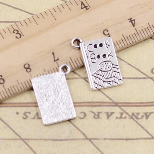 20pcs Charms Cook Book Recipe Kitchen 17x11mm Tibetan Silver Color Pendants Antique Jewelry Making DIY Handmade Craft