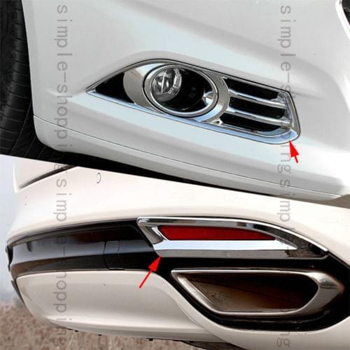 4pcs Chrome Front + Rear Fog Light Lamp Cover Trim For Ford Fusion Mondeo 13-14