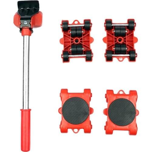 Furniture Mover Set Furniture Mover Tool Transport Lifter Heavy Stuffs Moving Wheel Roller Bar Hand Tools 5 Pcs Set Dropshipping