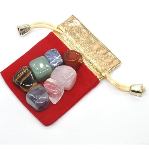 7PCS/Set Natural Stones Gemstone Chakras Bulk Healing Crystals Quartz Mineral Ornaments Home Decoration Gifts Bag for Children