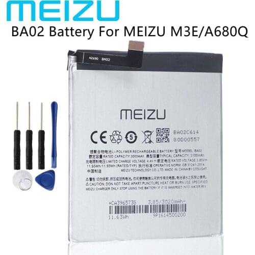 Meizu 100% Original 3100mAh BA02 Battery For Meizu Meilan M3E Phone Latest Production High Quality Battery With Tracking Number