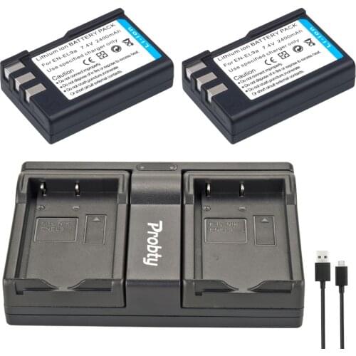 PROBTY 2pcs EN-EL9 EN EL9 Camera Battery + USB Dual Charger For Nikon D40 D40X D60 D3000 D5000