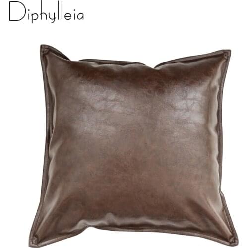 Diphylleia Coffee Brown Leather Throw Pillow Case Faux Sheep Leather Coussin Sqaure Cushion Cover Muticolors Housewarming Gift