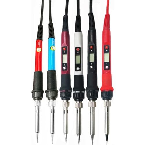 Electric Soldering Iron 60/80W Digital Welding Iron Tool Temperature Adjustable LCD Solder Iron Tips/ Stand/ Tin Wire Hand Tools