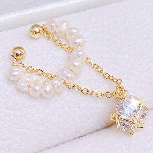 France Exquisite Bling AAA Zircon Earrings Natural Freshwater Pearl Earrings Exquisite Luxury Jewelry Ear Clip Earring Pendant