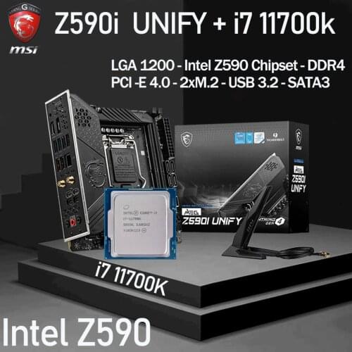 LGA1200 MSI MEG Z590I UNIFY Motherboard+CPU Intel Core i7 11700K Set DDR4 5600MHz(OC) M.2 PCI-E 4.0 Placa-mãe Desktop Intel Z590