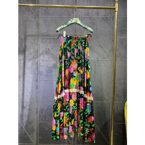 Fashion 2021SS Summer New Women Luxury Flower Prints Midi Skirt For Ladies Rmsx 4.16