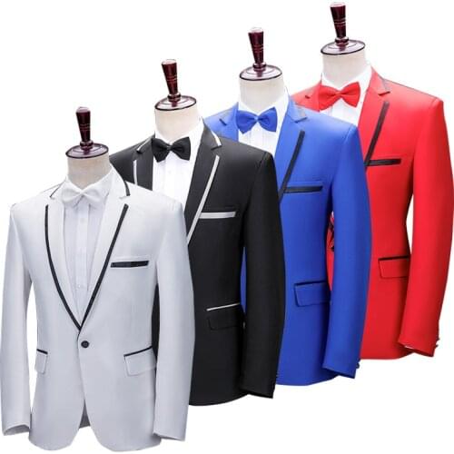 2021 Mens Color Matching Suit Singer Host Performance Suit Two Pieces