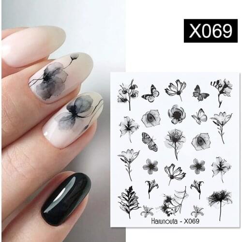 Harunouta Nails Sticker Flowers Leaves Decals Water Transfer Sliders Woman Face Fruit Foil Manicures Wraps Nail Art Decorations