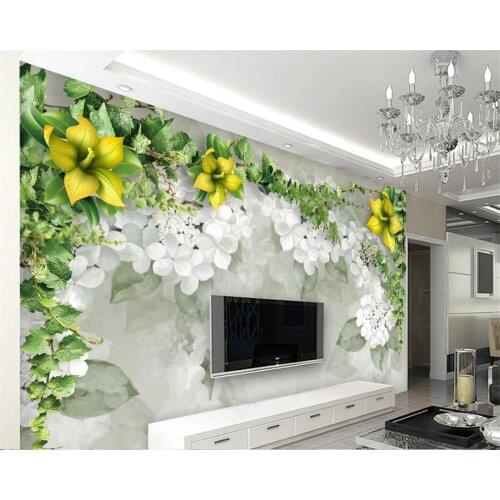 Custom Wallpaper Mural Fashion Flower Tapestry Living Room TV Background Wall Mural Home Decor Bedroom Living Room 3D Wallpaper