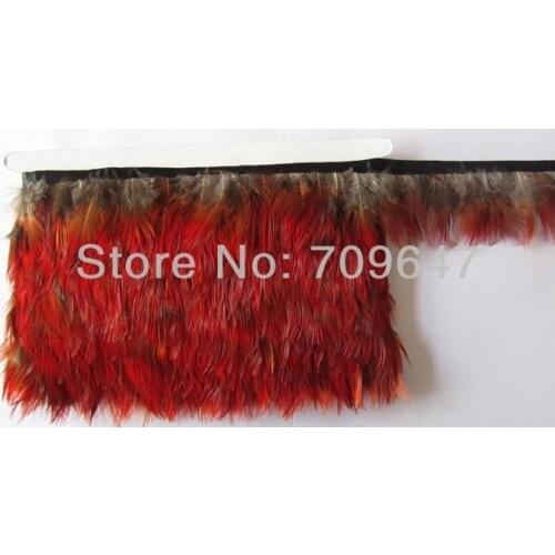 Pheasant Feathers!10Yards/Lot Height 5-6cm Golden Pheasant Red Trim ,Golden Feather Fringe,Feather Trim,Feather Lace