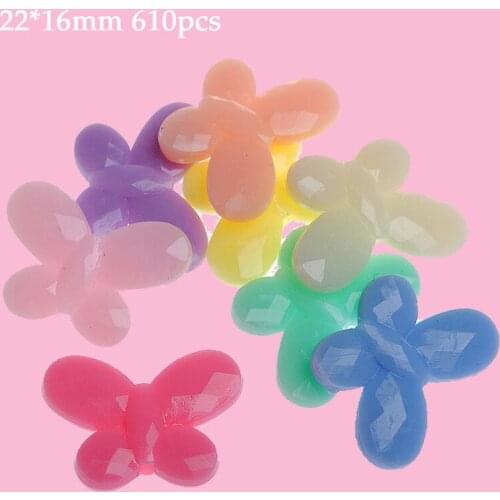 Wholesale Pastel Colors Acrylic Butterfly Beads DIY Jewelry Findings Kids Necklace Bracelet Ornament Jewelry Bead 22*16mm 610pcs