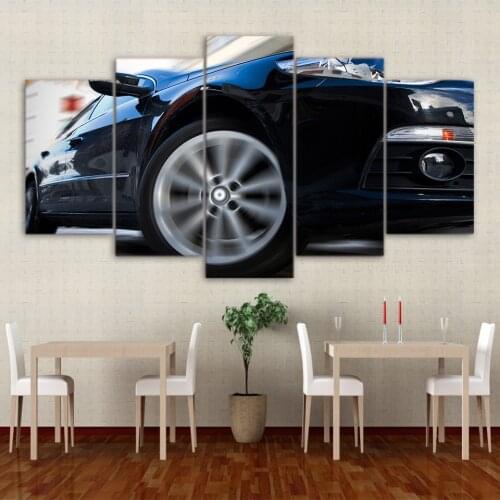 Posters Framework Living Room Wall Artwork Pictures 5 Panel Sport Blue Car Modern Painting On Canvas Home Decoration HD Printed