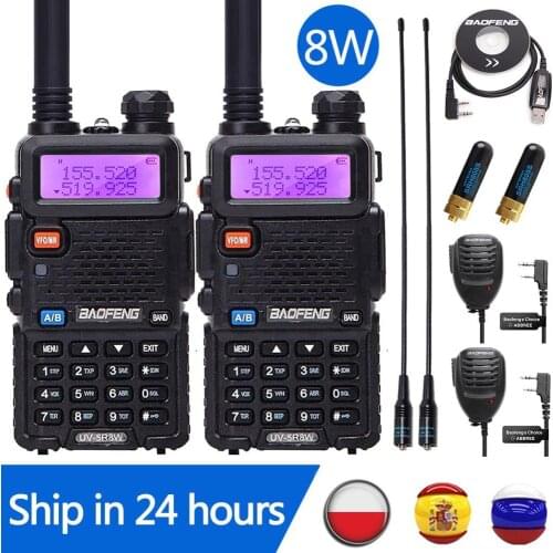 2PCS Baofeng UV-5R Walkie Talkie 8W High Power Amateur Ham CB Two way Radio Station UV5R Dual Band Transceiver 10KM Intercom