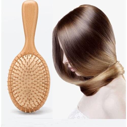 Custom Natural Beech Hair Comb Air Massage Comb Natural with Wooden Handle Anti-static Scalp Combs for Hair Care Travel Home