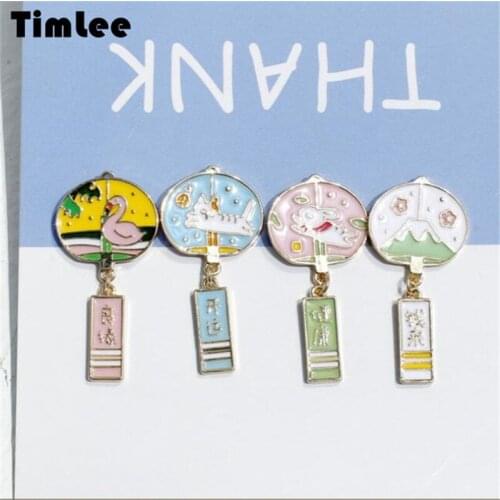 Timlee X136 Free shipping New Originality Cute Wind Chime Flamingo Cat Alloy Brooch Pins Fashion Jewelry wholesale