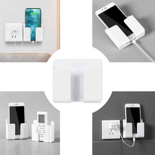 Universal Wall Charger Hook Mobile Phone Holder Stand Remote Control Hanger Base Support Hook Hanging Storage Box Rack