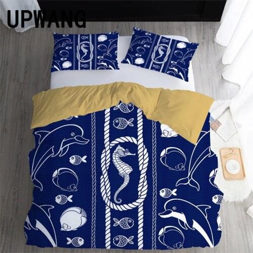 UPWANG 3D Bedding Set Hippocampus Printed Duvet/Quilt Cover Set Bedcloth with Pillowcase Bed Set Home Textiles