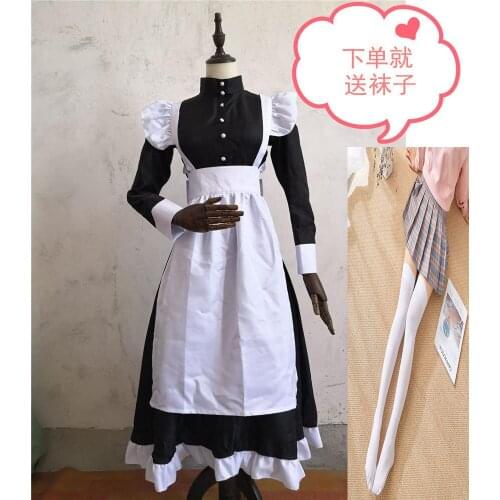 STOCK Halloween Black And White Maid Dress British Style Pearl Line Long Coffee Shop Pearl For Men And Women 2021 New