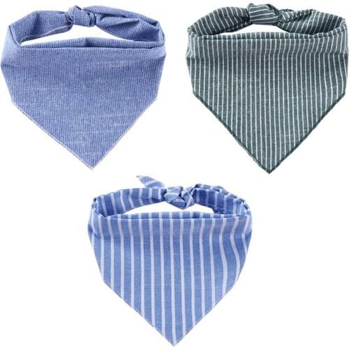 Striped Pet Bandanas Cotton Washable Dog Bandanas Scarf Bowties Collar Pet Dog Triangular Bib Scarf For Puppy Kitten Accessories