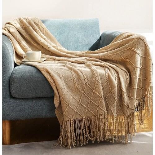Inya knitted christmas Thread Blanket with Tassel Solid Throw Blanket for Bed Sofa Home Textile Fashion Cape Knitted Blanket