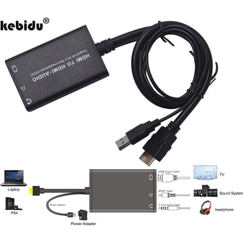 Kebidu High quality 4K HDMI Audio splitter HD Converter HDMI to HDMI Audio extractor cable switcher For PC Laptop HDTV Projector