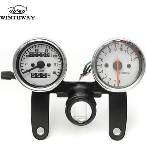 WINTUWAY Odometer Universal Motorcycle Mechanical Speedometer DC 12V Dual Instrument Electronics Tachometer Guage