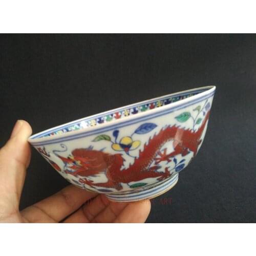 YIZHU CULTUER ART Ancient China DaQing Yongzheng Porcelain Painting Dragon Phoenix Bowl Collection
