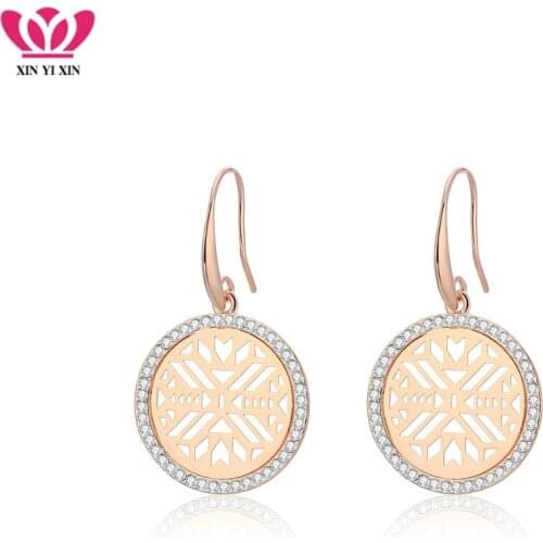 Gold Color Hollow Geometric Drop Earrings Women Vingtage Round Crystal Earring New pendientes mujer Jewelry Gifts 2020