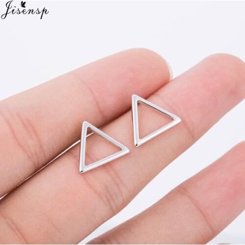 Jisensp Fashion Geometric Triangle Earrings for Women Everyday Jewelry Silver Color Stud Earrings Elegant Wedding Earing Brincos