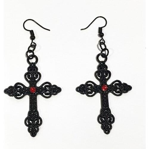 2021 Trend Women Alloy Dropping Cross Earrings Gift Goth Vintage Dangle Gothic Punk Rock Style Pendientes Fashion Jewelry