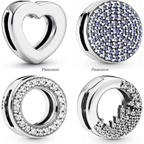 925 Sterling Silver Baeds Charm Reflexions Sparkling Icicles Clip Charm Fit Pandora Women Bracelet & Necklace Jewelry