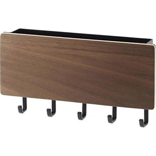 1PC Hanging Decorative Hook Storage Box Wall Mounted Wood Bamboo Key Hanger Hooks Storage Rack For Home Entrance Sundries Hook