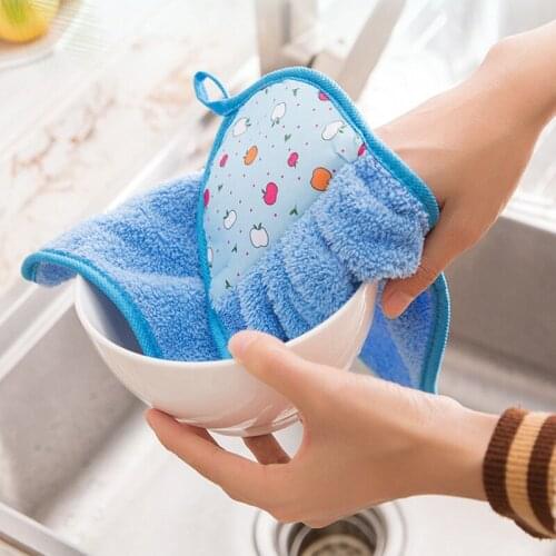 2/pcs Absorbent Cloth Dishcloths Hanging 30*40cm Coral Velvet Bathroom Supplies Soft Hand Towel Cloth Kitchen Accessories