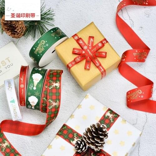 20yards/lot 125mm Polyester Printing Christmas Grosgrain Ribbons DIY Xmas Party Wrapping Decor Supplies Material Roll