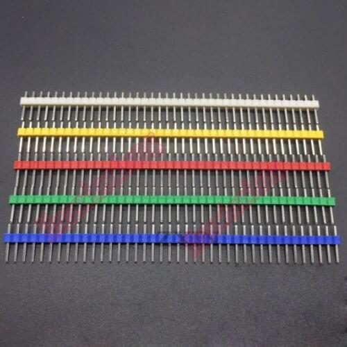 200PCS/Lot 2.54MM Single Row Needle Connector Male Pin Header White/Yellow/Red/Green/Blue Color 1*40P