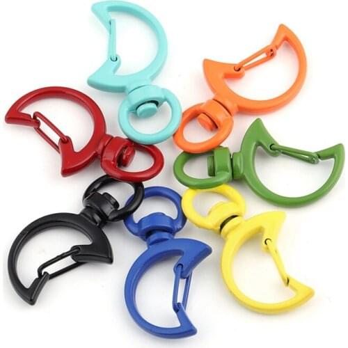 5Pcs/Lot Moon Shape Metal Colorful Lobster Clasp Hooks Key Ring Key Chain Connectors for DIY Jewelry Making Accessories Supplies