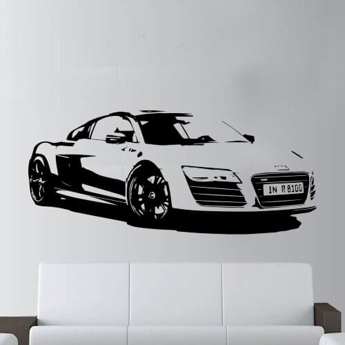 57x130cm Fashion Large Car Audi R8 Coupe Sports Wall Art Decal Home Decor Racing Car Wall paper Art Vinyl Art Mural KW-331