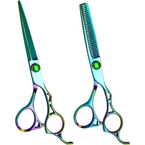 6 Inch Green Japan Stainless Steel Salon Barber Hair Cutting Shears Professional Hair Scissors