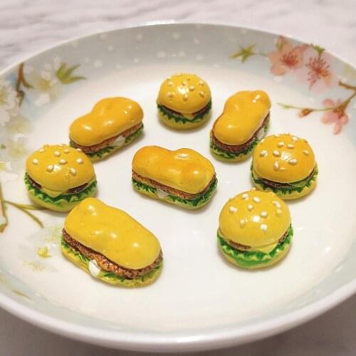 100pcs 16/22mm New Simulation Hamburger Charms For DIY Hair Accessories Key Chain Pendant Handmade Resin Food