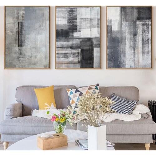 Gray White Abstract Modern Minimalist Decoration Canvas Painting Art Print Poster Picture Wall Painting Home Decor